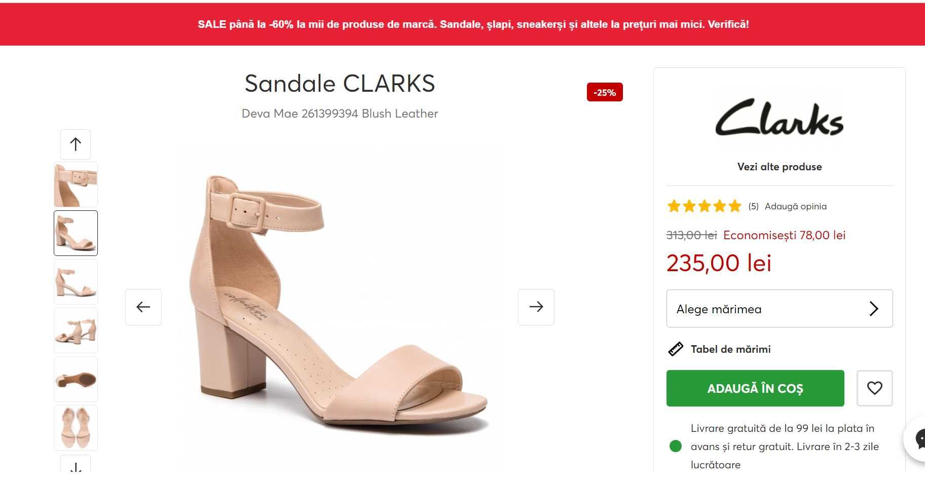 Sandale clarks bej 35 piele noi