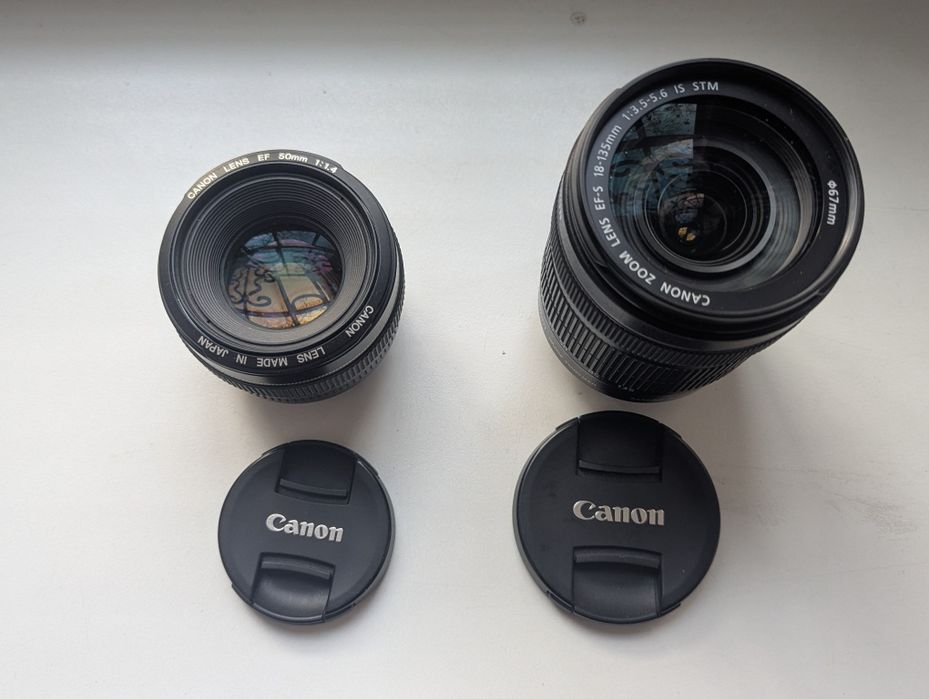Объективы Canon EF 50mm f/1.4 и EF-S 18-135mm — отличное состояние