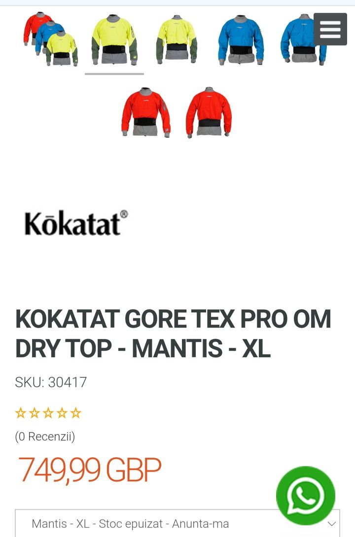 Geaca rafting Kokatat Goretex Pro Men XL