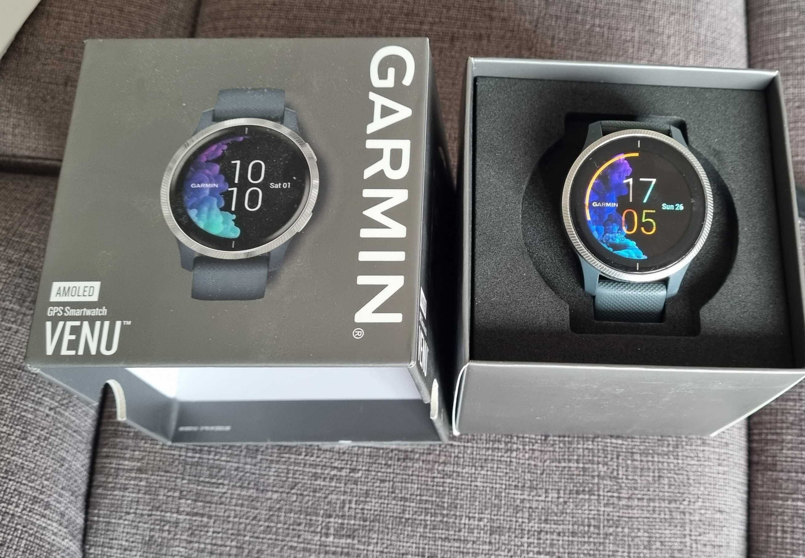 Smartwatch Garmin Venu, Blue Granite/Silver, cutie