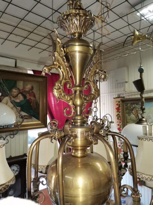 Impozant candelabru de dimensiuni impresionante cu 8 brate din bronz m