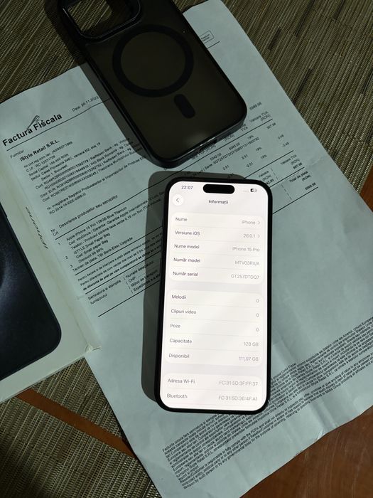 Vand iPhone 15 PRO 128 GB Blue Titanium FullBox