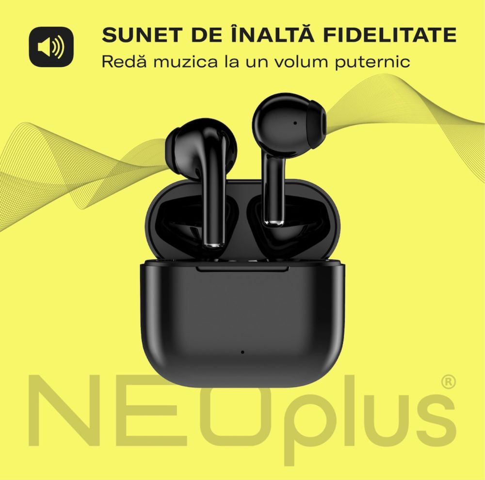 Casti wireless bluetooth, Zoopie® NEOplus, audio, in ear, fara fir