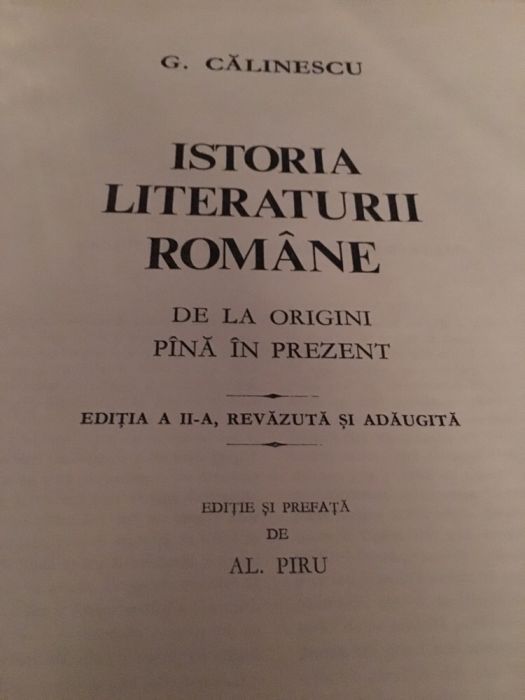 Carte istoria literaturii romane Călinescu