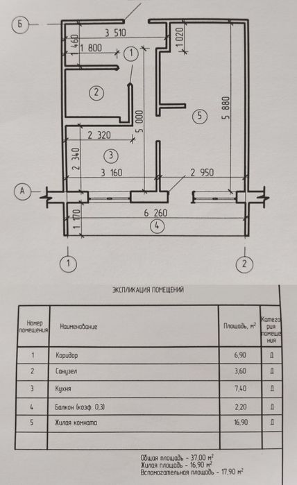 1 комн. Центр. 37 м²
