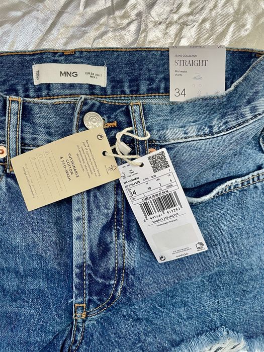 Pantaloni scurti NOI Mango din denim cu rupturi Marime 34