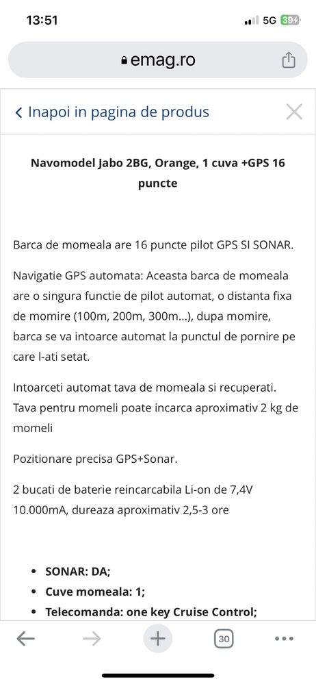 Bărcuță cu radio comanda pentru plantat momeală