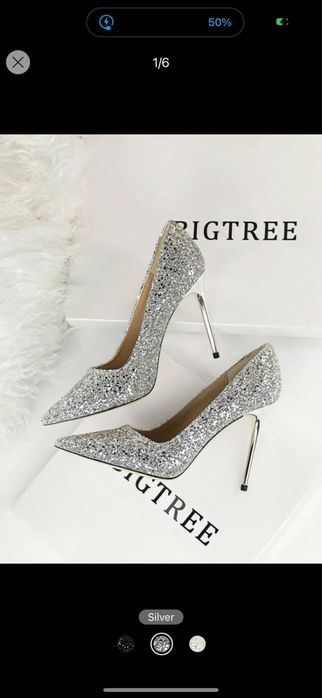 Сребърни бляскави токчета