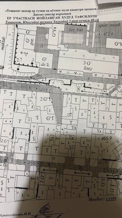 Yunusobod Tumani Mirzo Ulug'bek mahallasida 3.6 sotix yer sotiladi