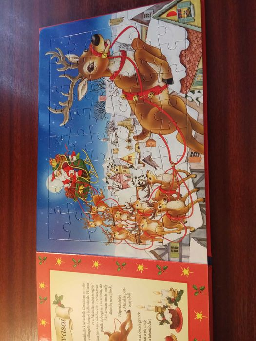 Puzzle 5 bucati adunate intr-o carte Craciun ursuleti