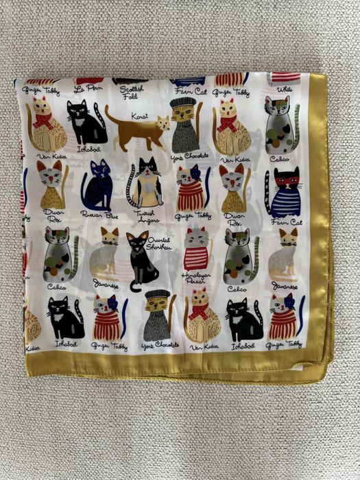 Esarfa cu pisici alb/verde