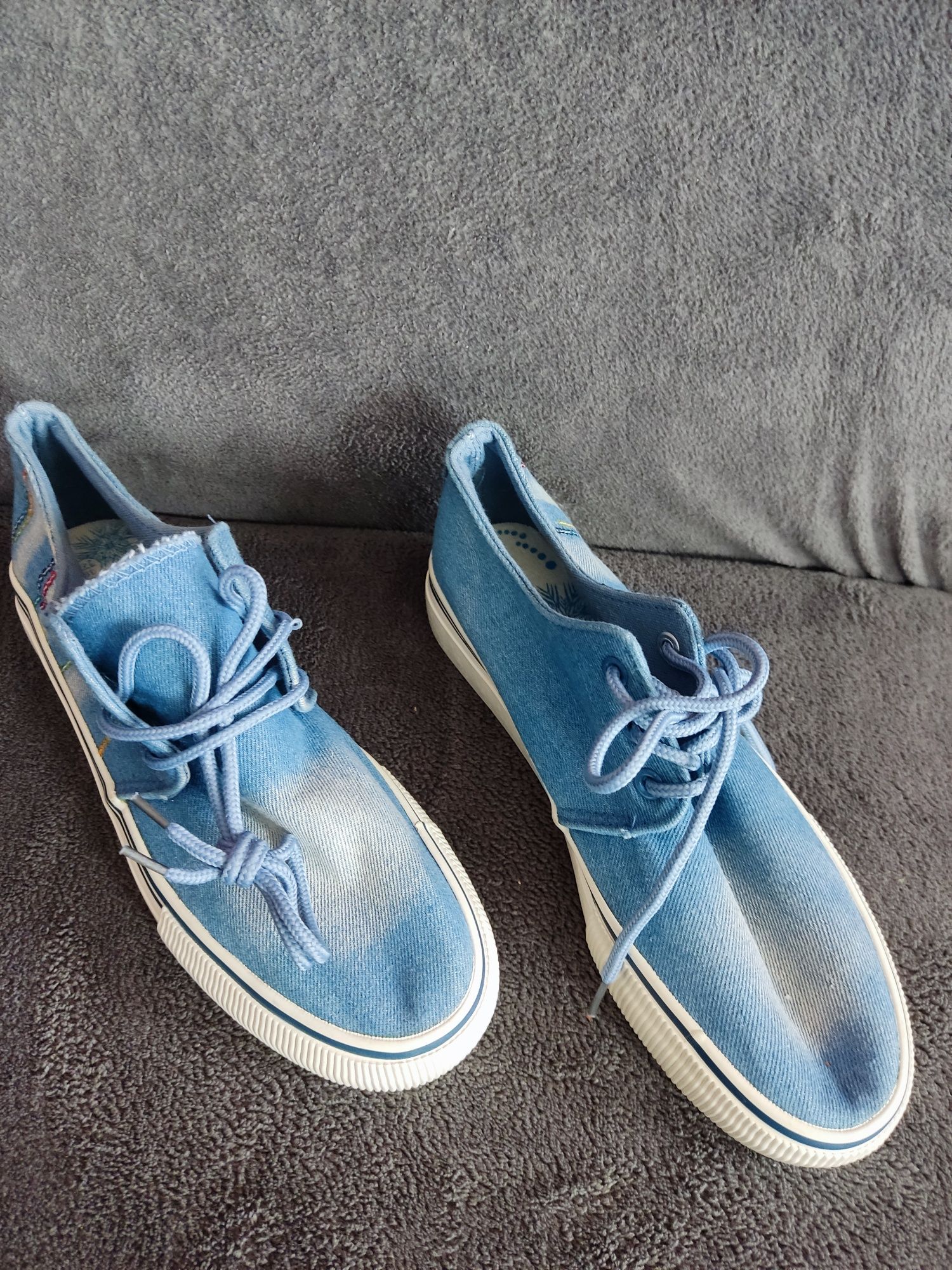 Tenesi/pantofi sport/adidași din denim albastru pt copii/fete-mar.38
