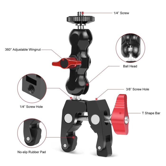 Clema prindere tip menghina Magic Arm filet 1/4" monitor camera video