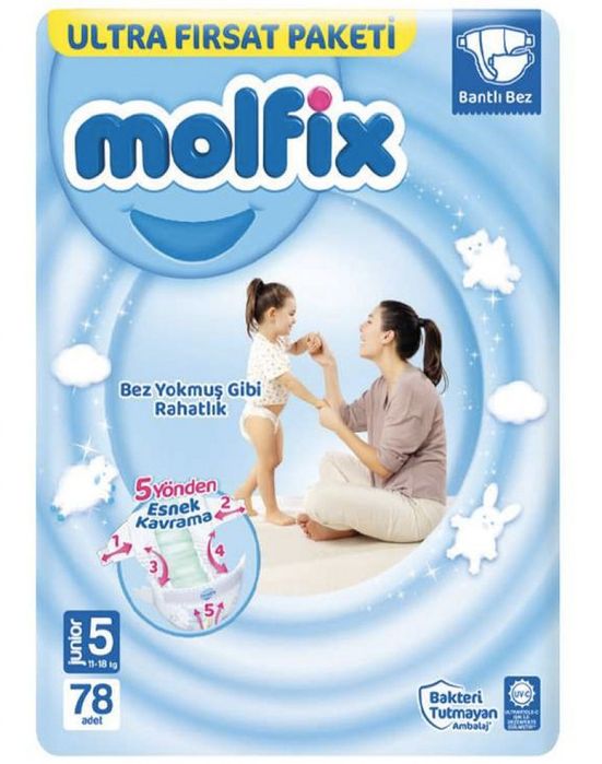 Molfix yangi 78 dona 5 razmeri  3 yosh dan 5 yoshgacha qo'llanadi