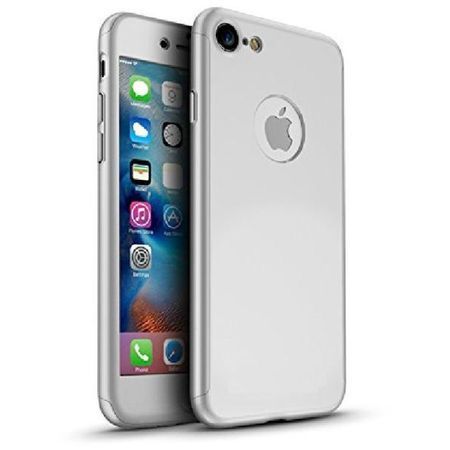 Husa GloMax FullBody Silver pentru Apple iPhone 8 cu folie de sticla