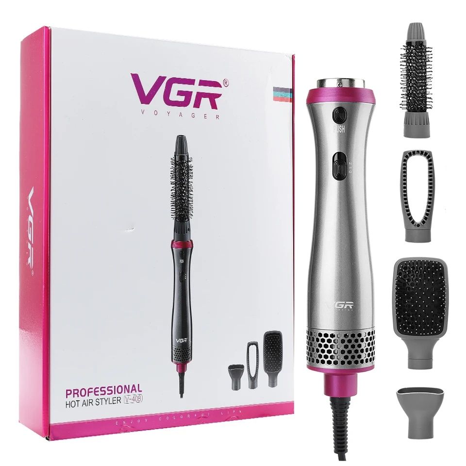 Фен-расческа для волос vgr professional, 4 в 1, подарочный набор