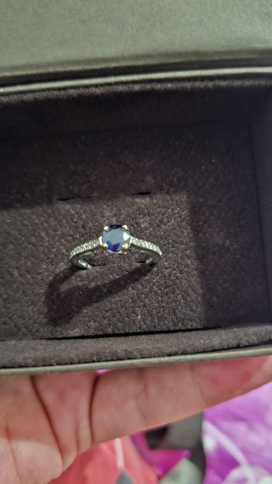 Inel aur 14k cu safir si diamante