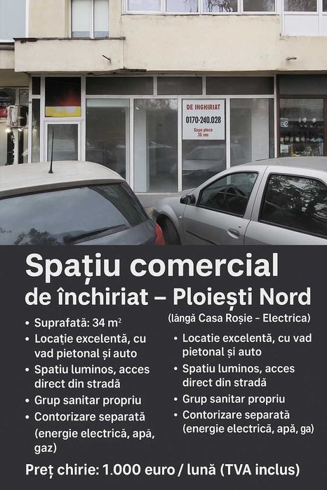 Închiriez spațiu comercial Ploiești, zona Nord lângă Casa Roșie