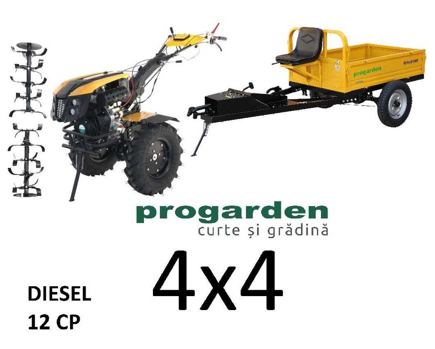 Motocultor cu tractiune 4x4 Progarden Campo 1273 Alpine, 12CP, diesel