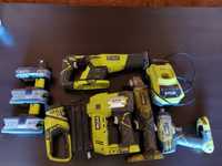 Set Ryobi filetanta/pistol cuie/sabie