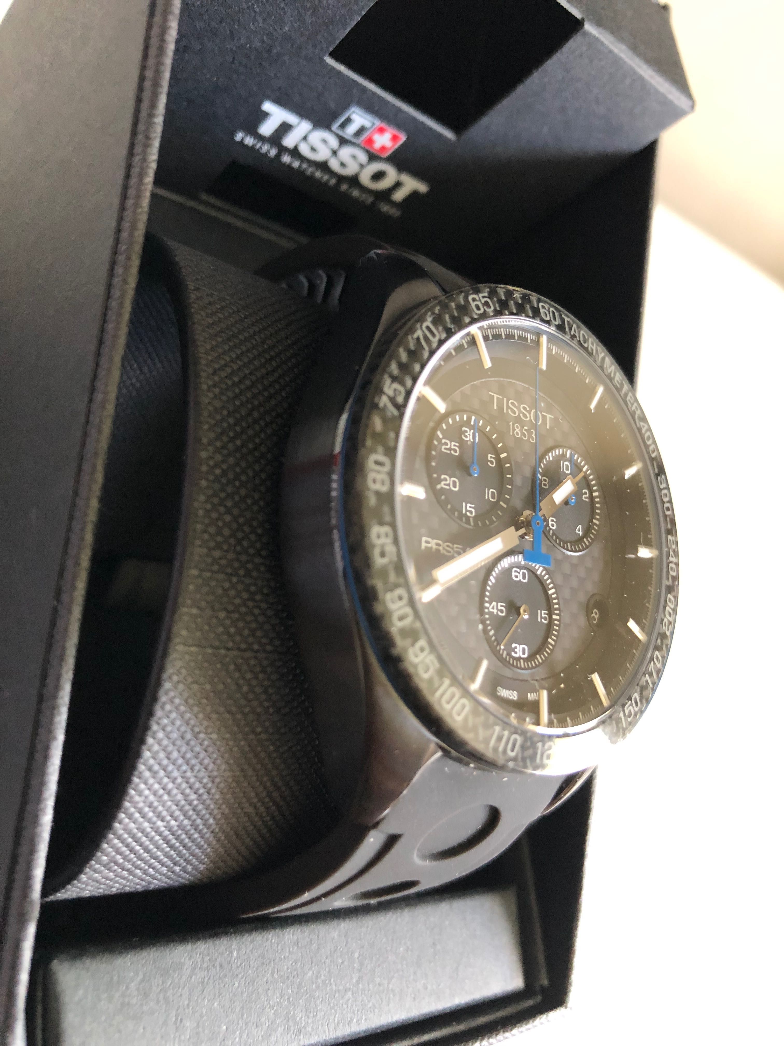 Tissot PRS 516 Carbon, Curea din Silicon Negru, Tissot Chronograph