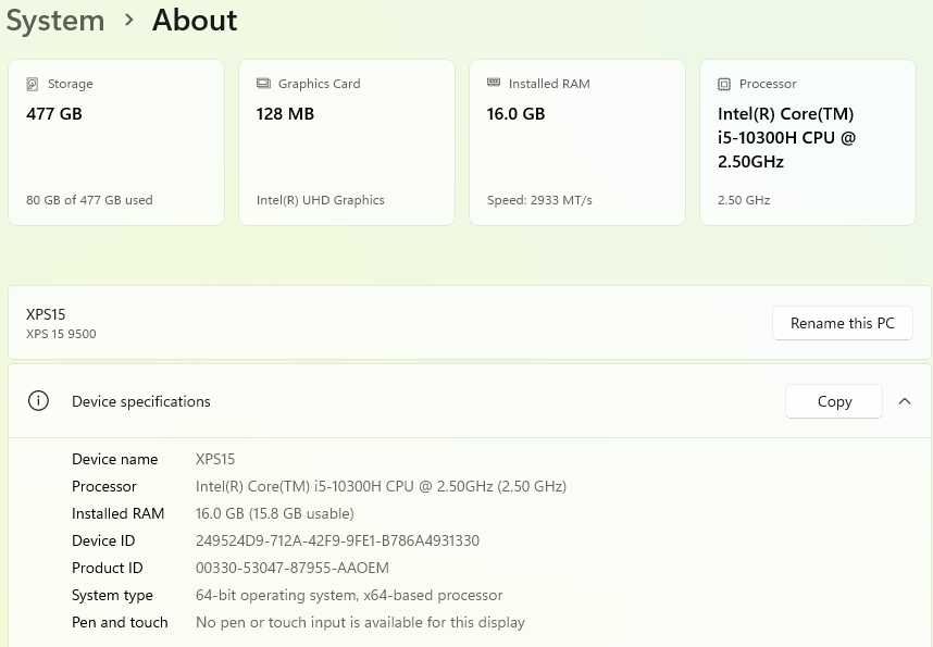 Продавам лаптоп Dell XPS 15 9500