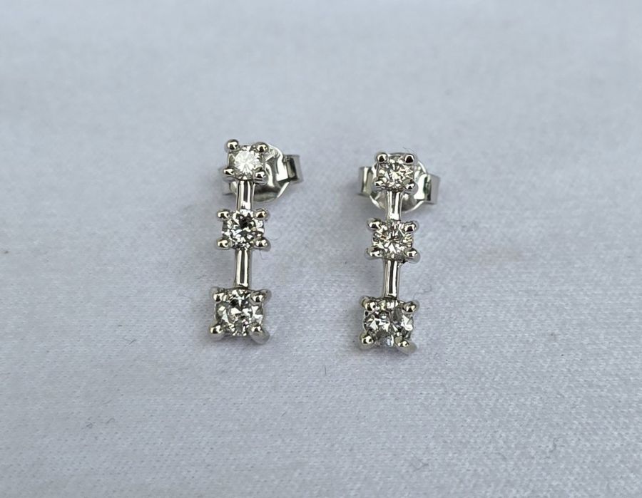 Cercei din aur alb 14k cu diamante naturale