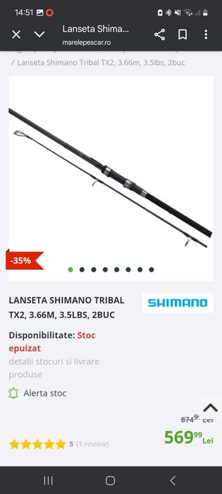 Lansete crap shimano tx2/tx1 de  3,66m, 3,5lb/3,25lb