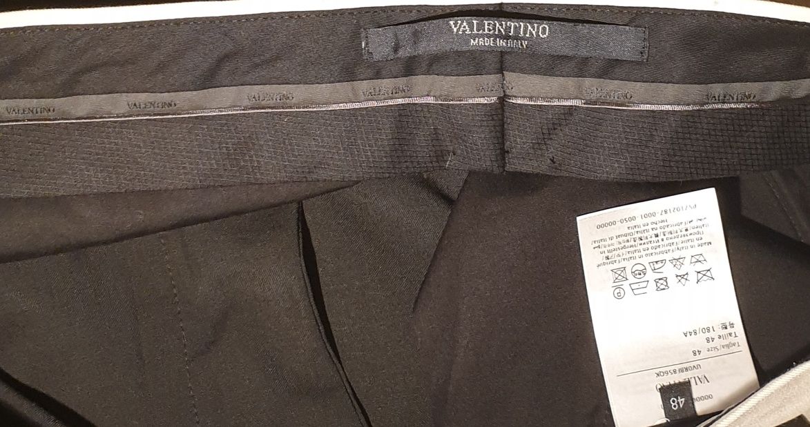 Pantaloni negri din lână Valentino Garavani cu dungi laterale