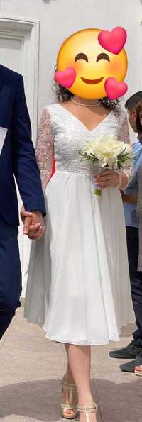 Rochie cununie - nunta alba dantela, marime 36