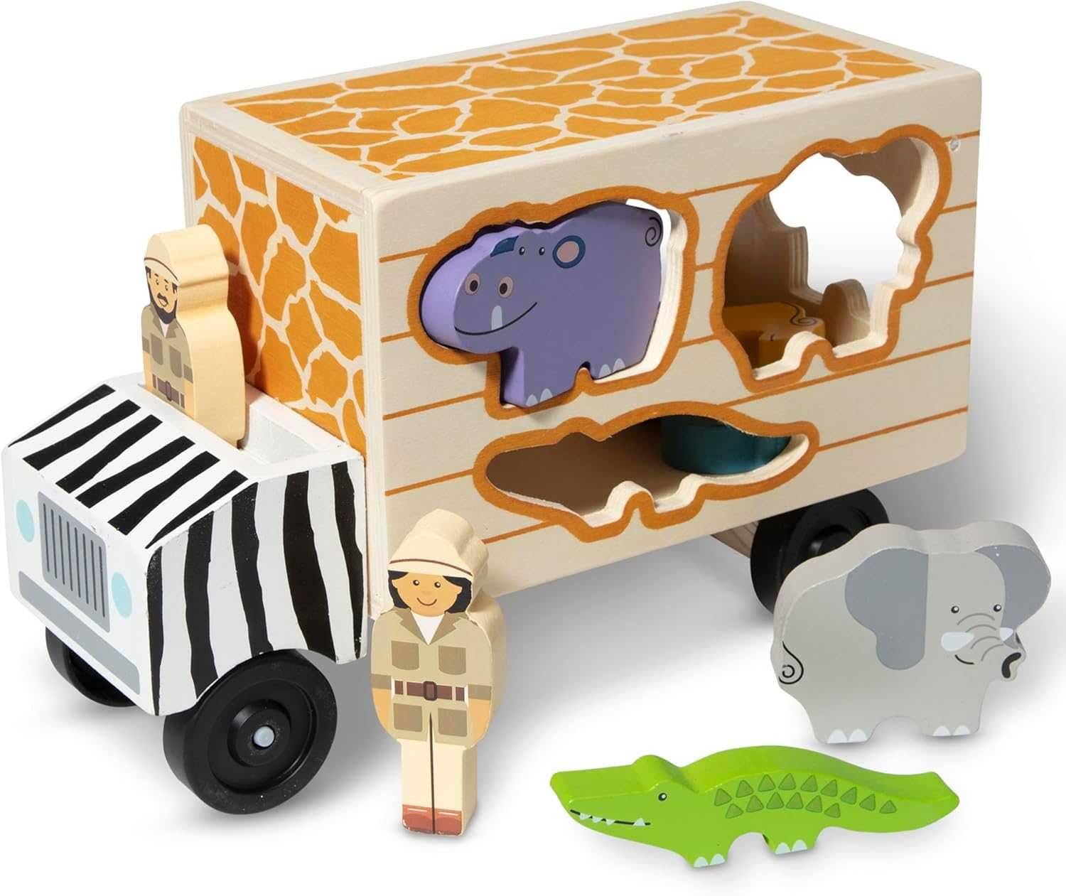 Дървен камион сортер Сафари с форми животни Melissa & Doug