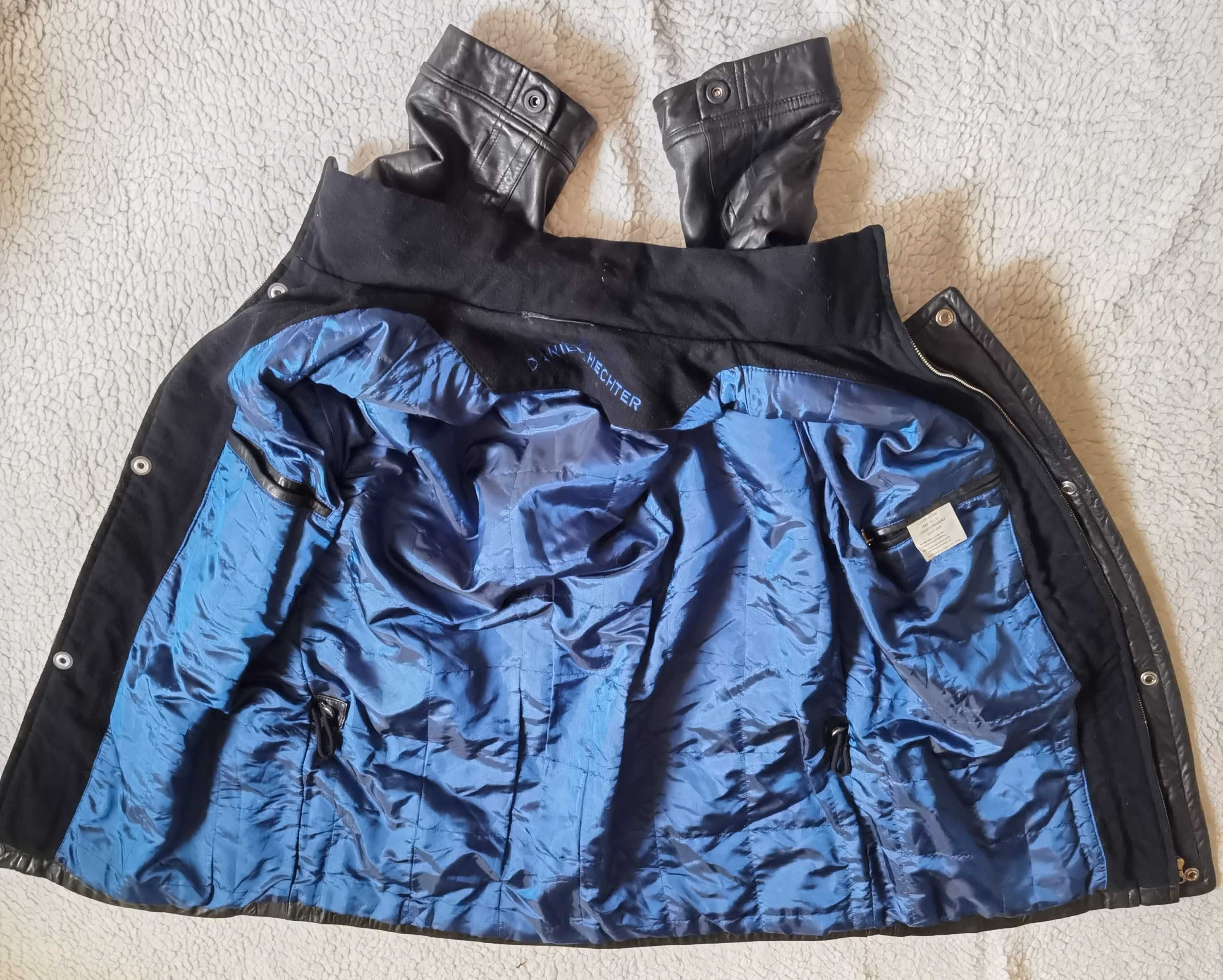 Jacheta neagra barbati piele 8 buzunare DANIEL HECHTER geaca strada