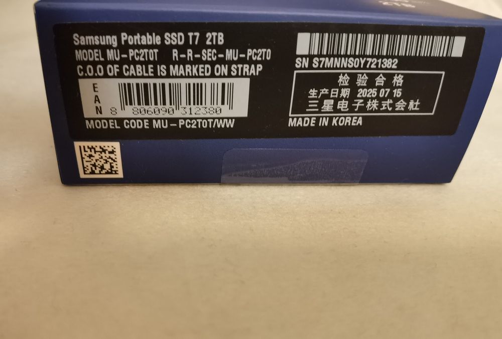 SSD Extern Samsung T7 2 Tb