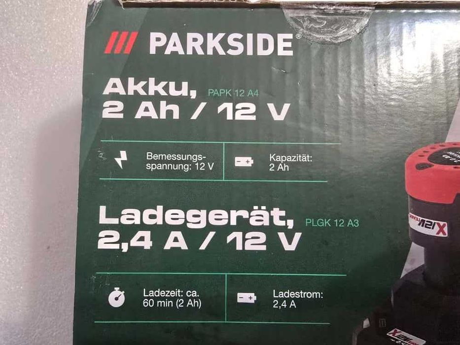 Kit incarcare PARKSIDE PLGK 12 A3 + acumulator PAPK 12 A4, 2Ah 12V