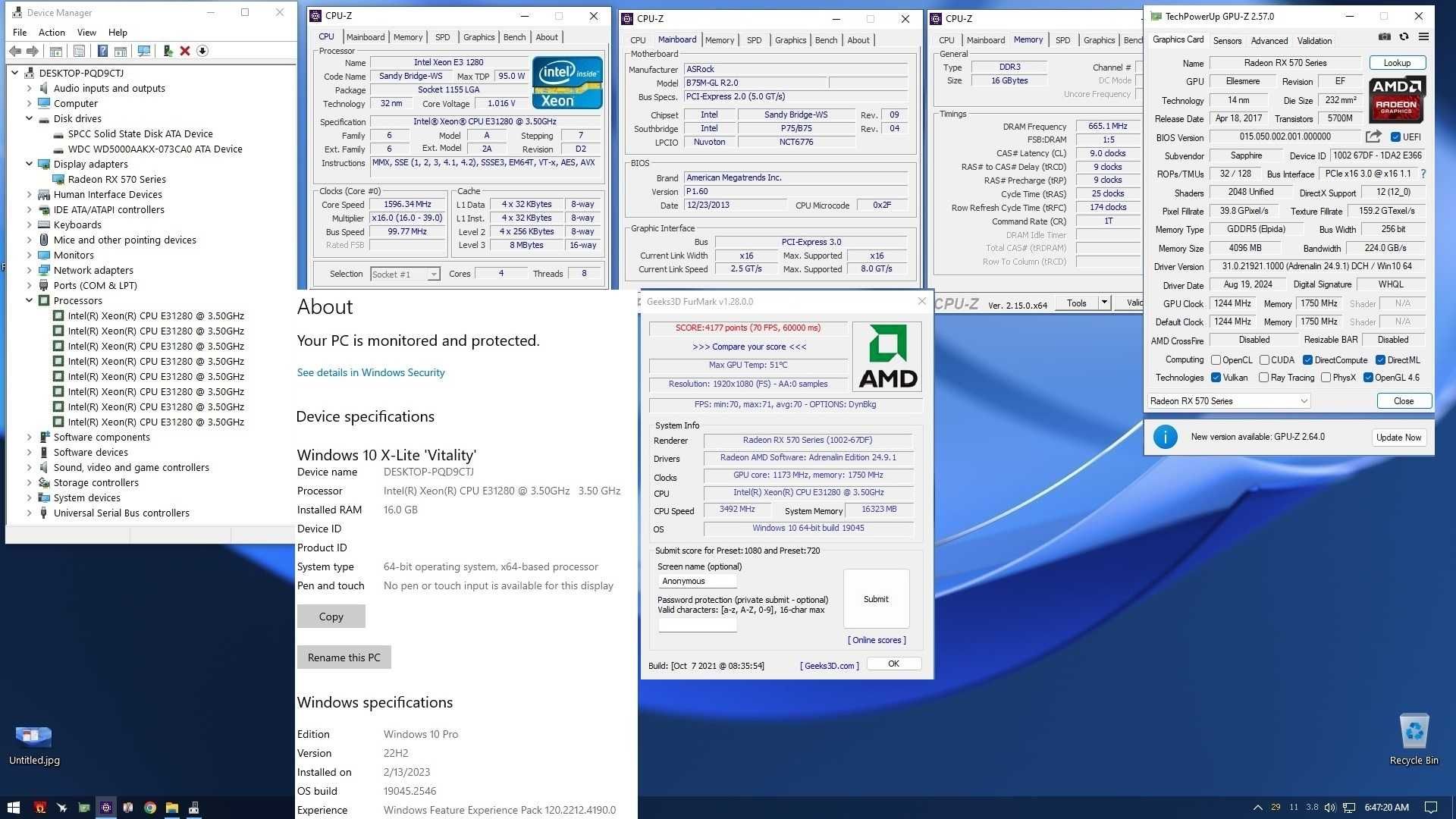 ГеймингPC XeonE31280/4с/8т/RX570-4gb/16gbDDR3/128ssd/500hdd/550PSU