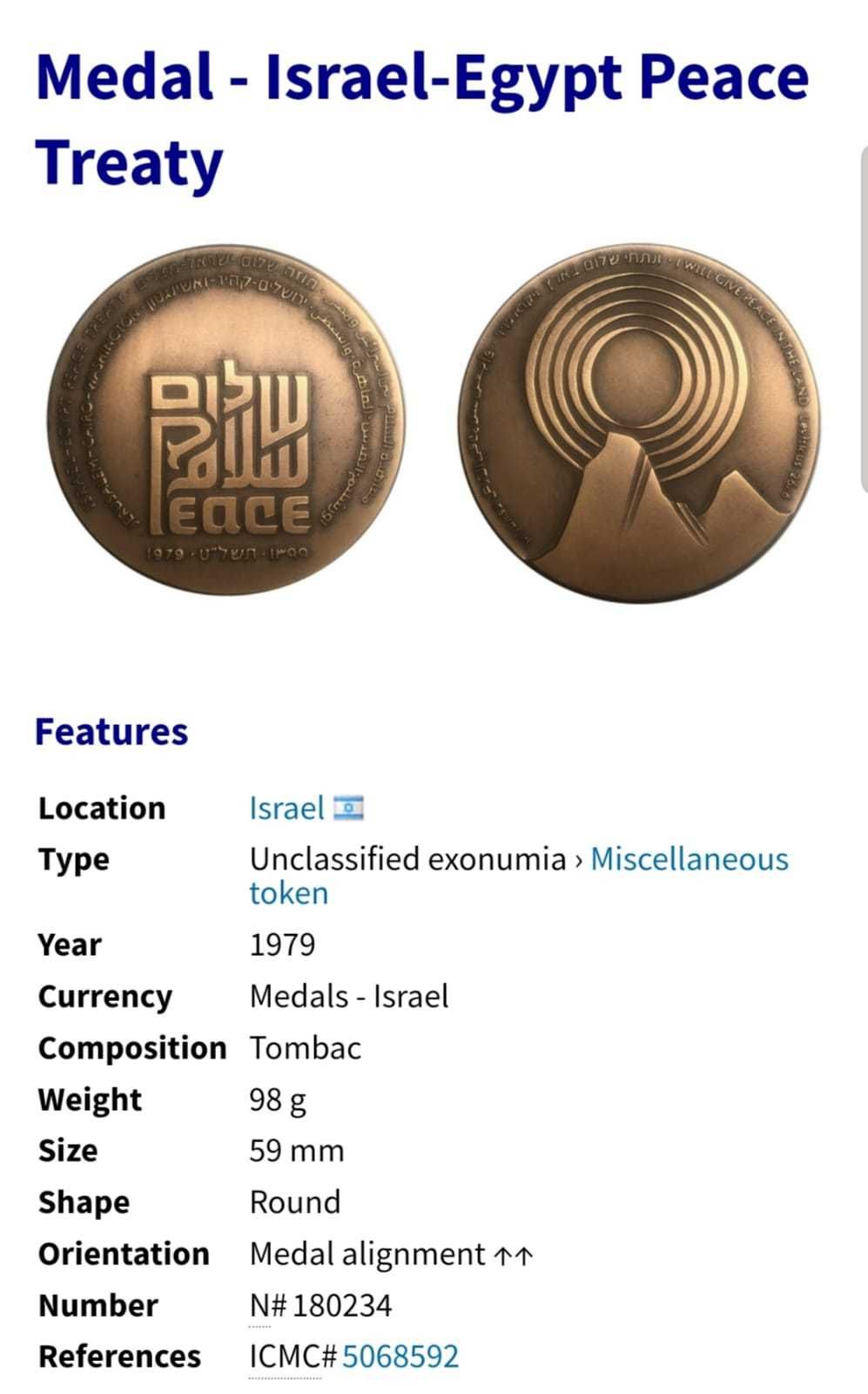 Medalie Israel 1979 Bronz/Tombac 97.3 Grame