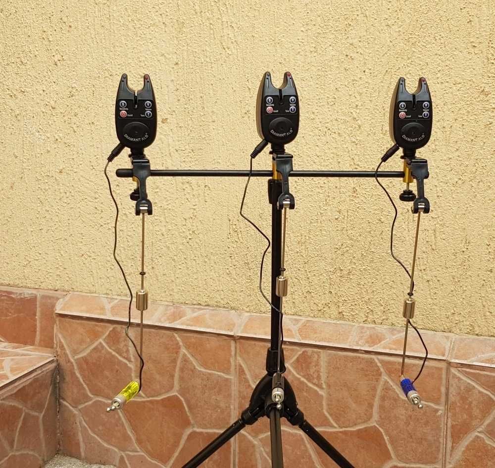 Rod pod pentru 3 lansete Full Echipat 3 Senzori + 3 Swingeri cu lumina