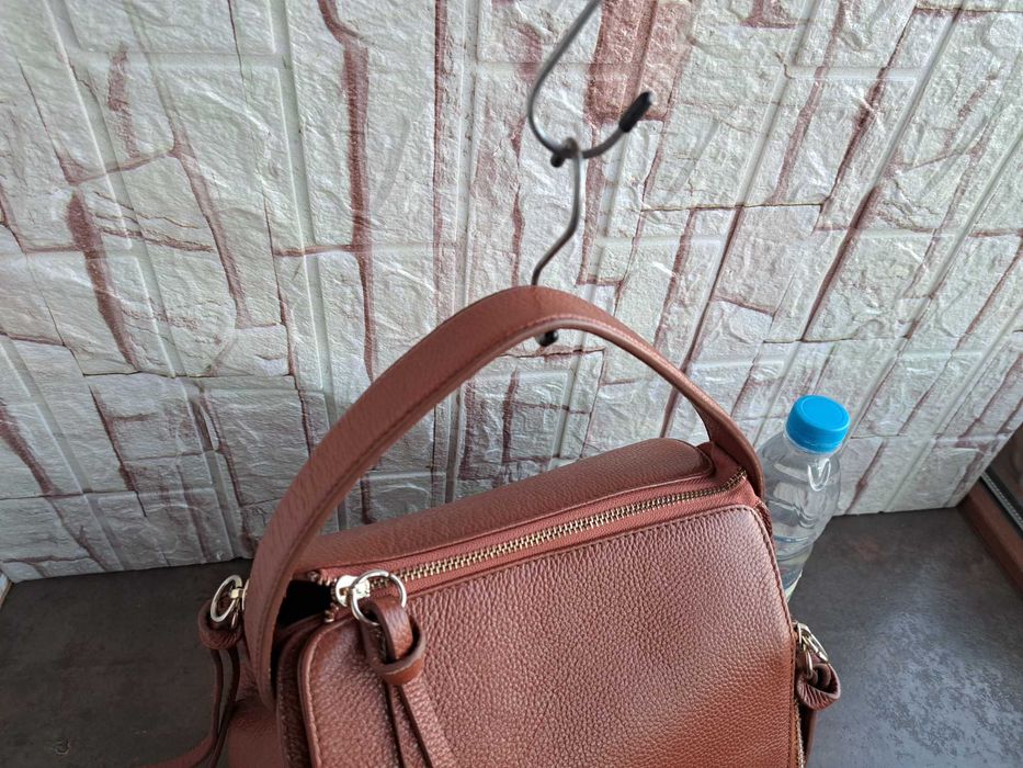 дамска чанта, кафява кожена-естествена кожа,