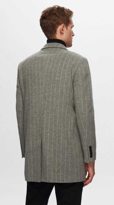 Palton slim 50 L premium Atelier Torino NOU lana moale gri dungi