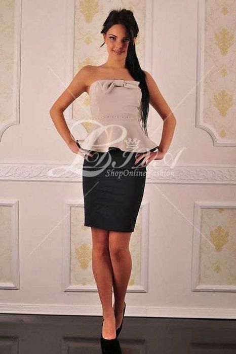 Rochie office peplum cu fundita TRANSPORT GRATUIT