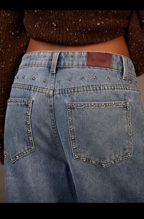 Широки дамски дънки с капси boyfriend