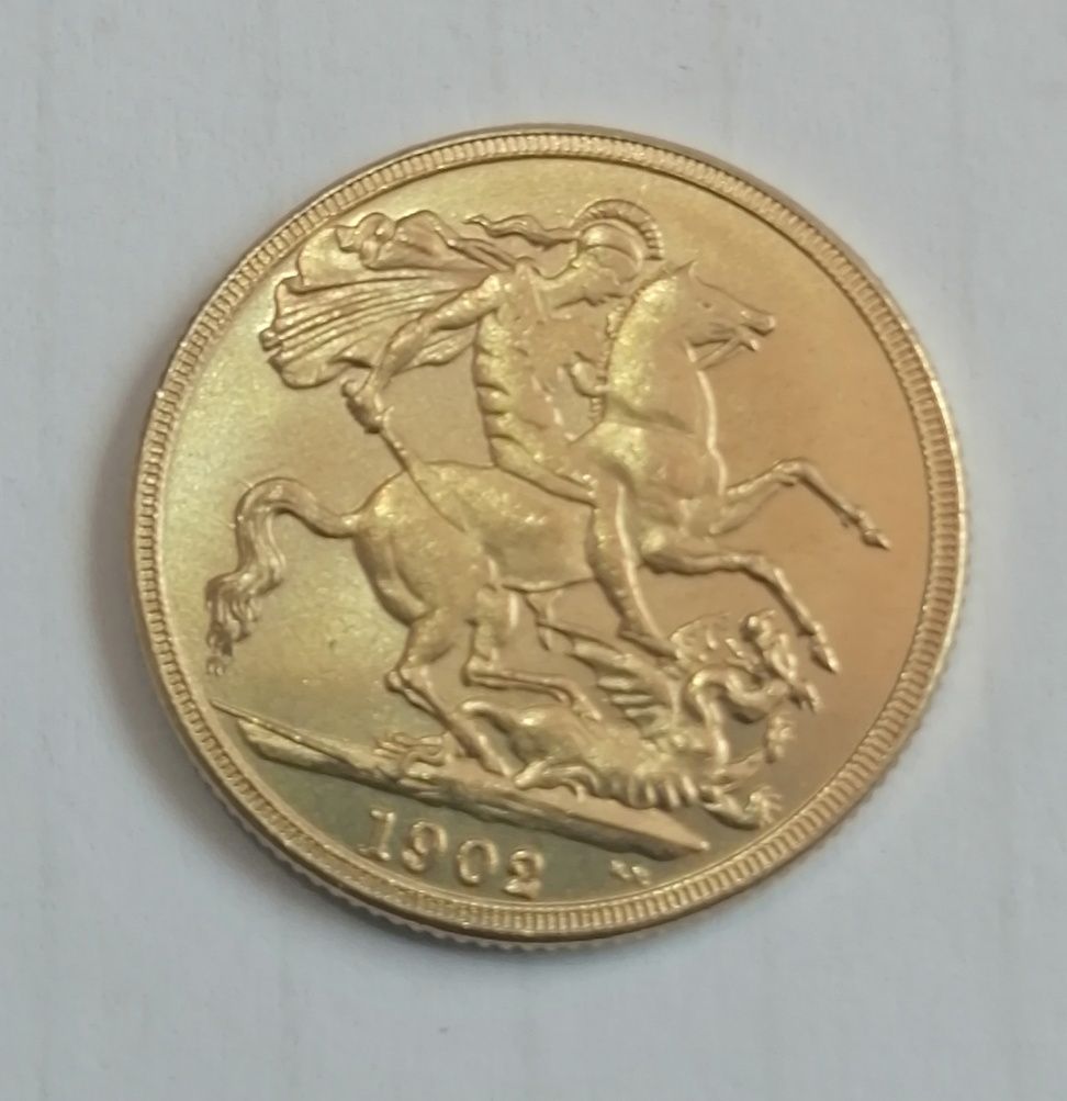Moneda de 1 sovereign 1902 rebatere modernă