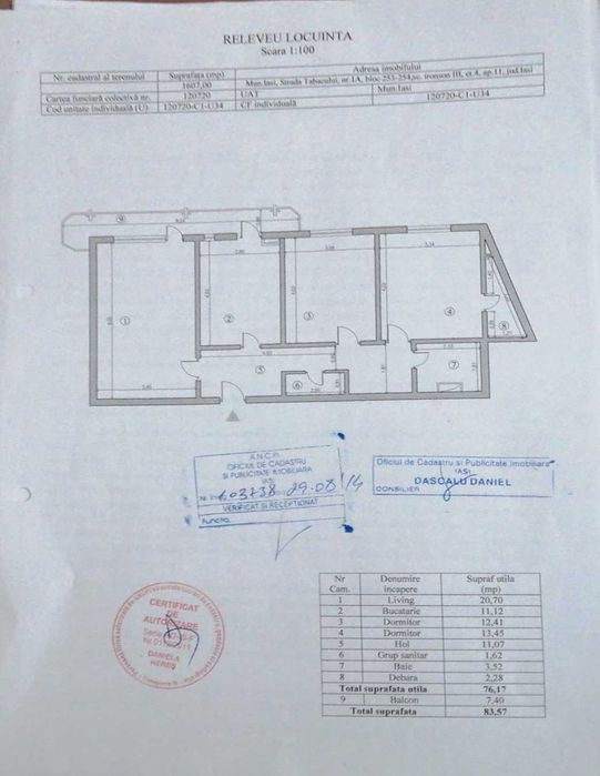 Pers Fizica vand apartament 3 camere in Alexandru- Pasaj Octav Bancila