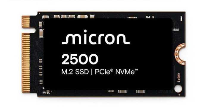 SSD Micron 2500 1TB NVMe PCIe 4.0 x4 slot M.2 format 2242, nou