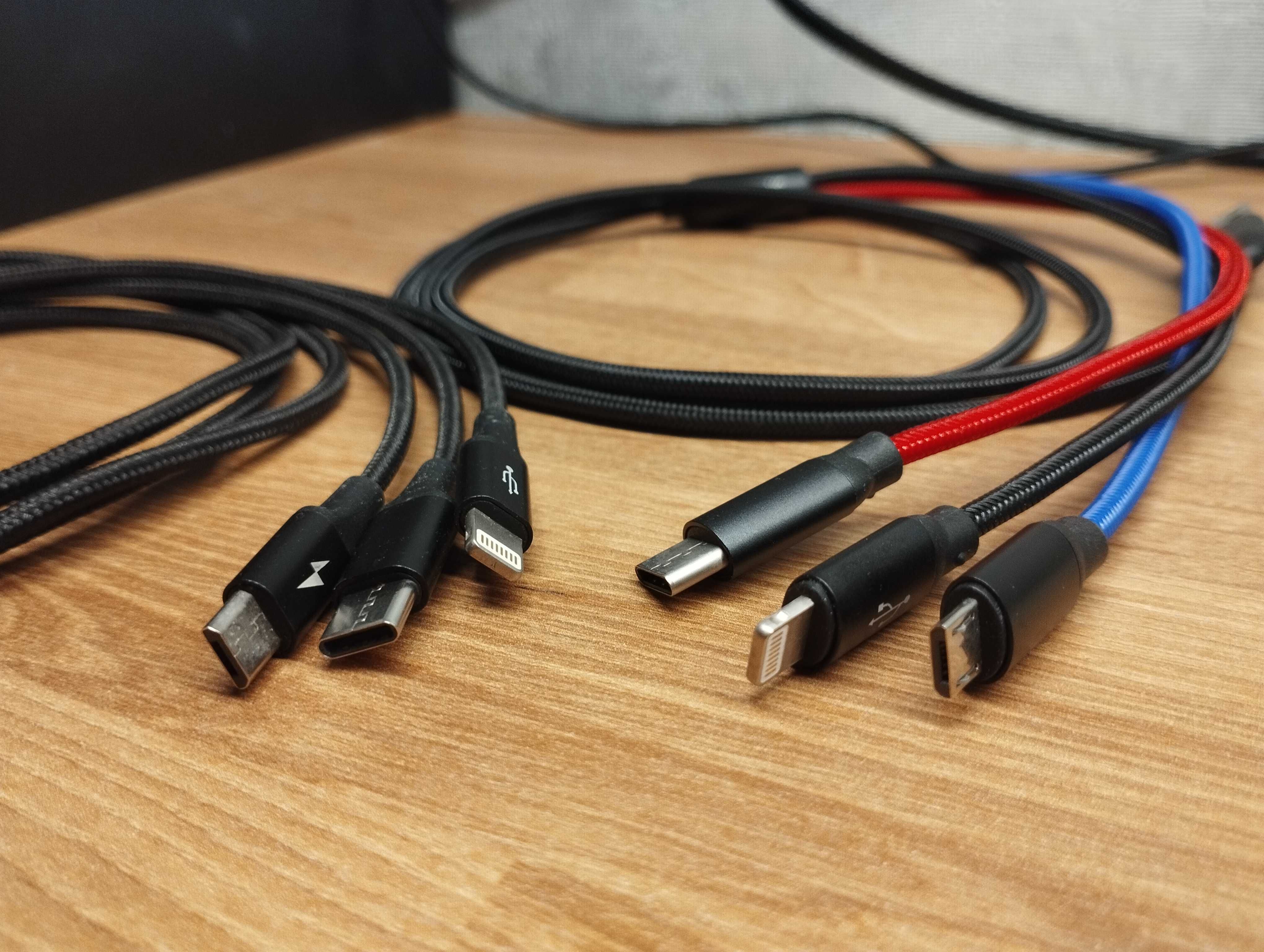 3-в-1 кабел USB-C, iPhone и micro USB