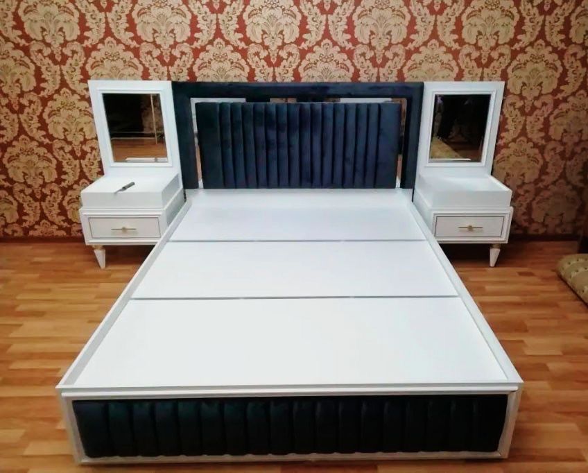 Кровать 2 жағындағы 2 тумбочкасымен сатылады 135000 тг