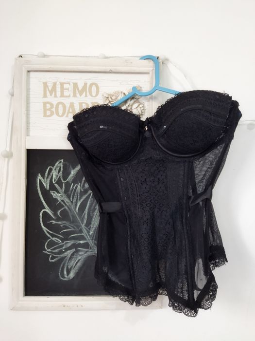 Corset sexy dantela neagra mărimea Xs-S 34/36
