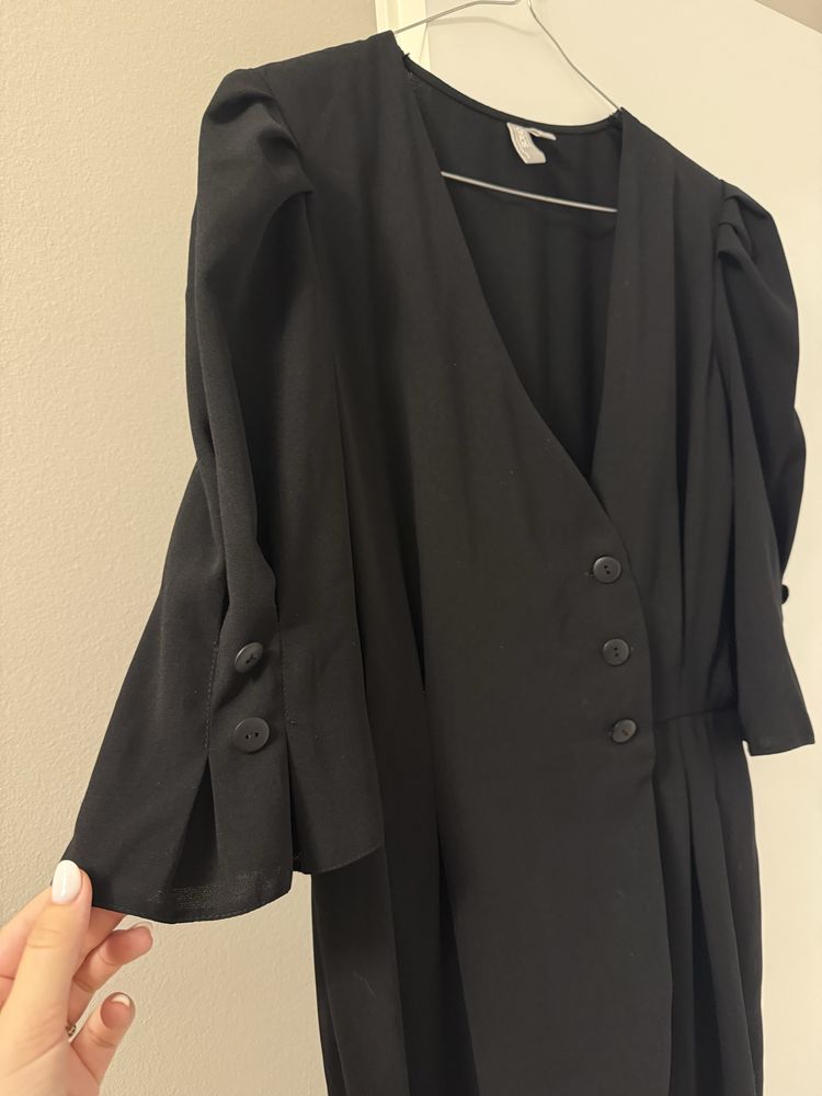 Salopeta tip pantaloni neagra cu nasturi