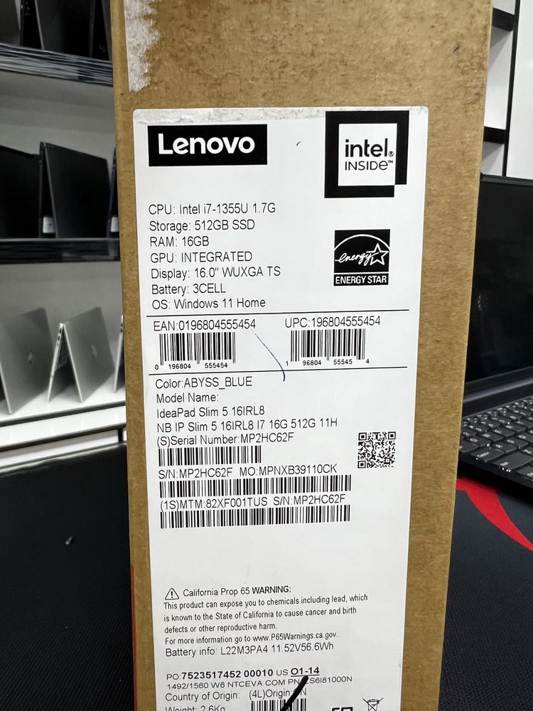 Ультратонкий ноут от Lenovo ideapada Slim 5 i7-1355U/16/512/16”WUXG TS