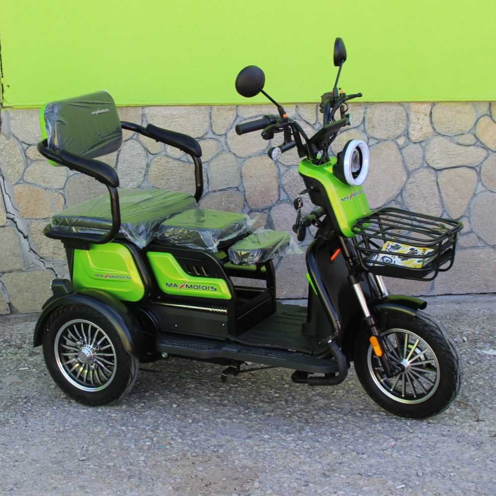 Триместна Електрическа Триколка MaxMotors X1, 1500W, 48V/20Ah, Green